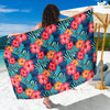 Red Hibiscus Pattern Print Design HB02 Sarong Pareo Wrap-JORJUNE.COM