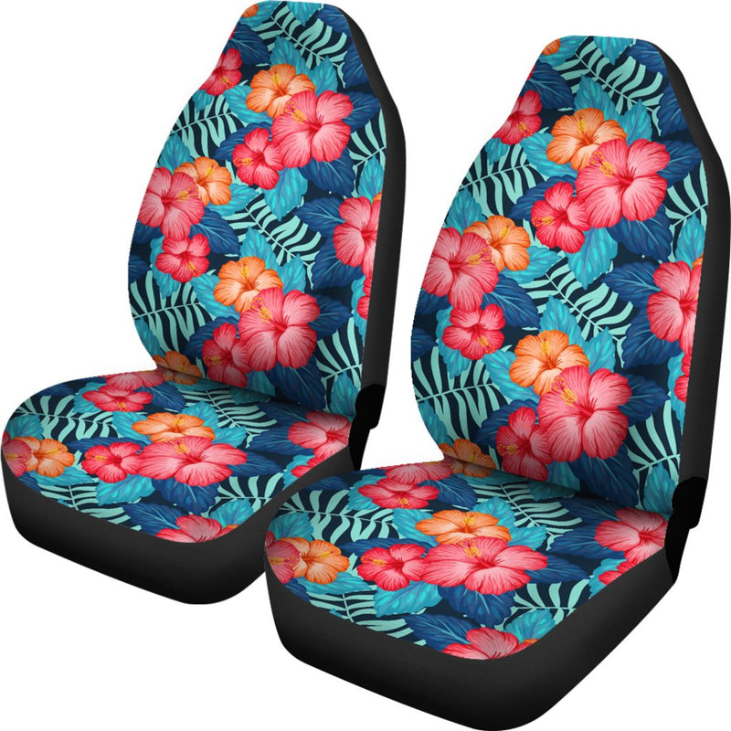 Red Hibiscus Pattern Print Design HB02 Universal Fit Car Seat Covers-JorJune