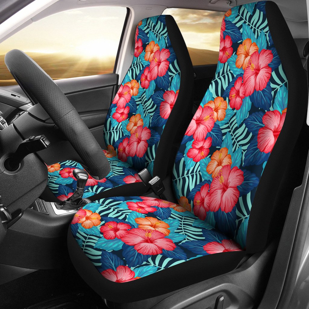 Red Hibiscus Pattern Print Design HB02 Universal Fit Car Seat Covers-JorJune