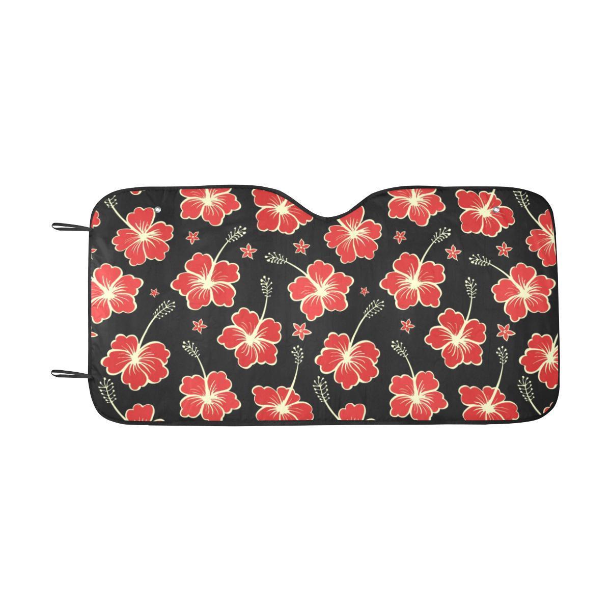Red Hibiscus Pattern Print Design HB021 Car Sun Shade-JorJune