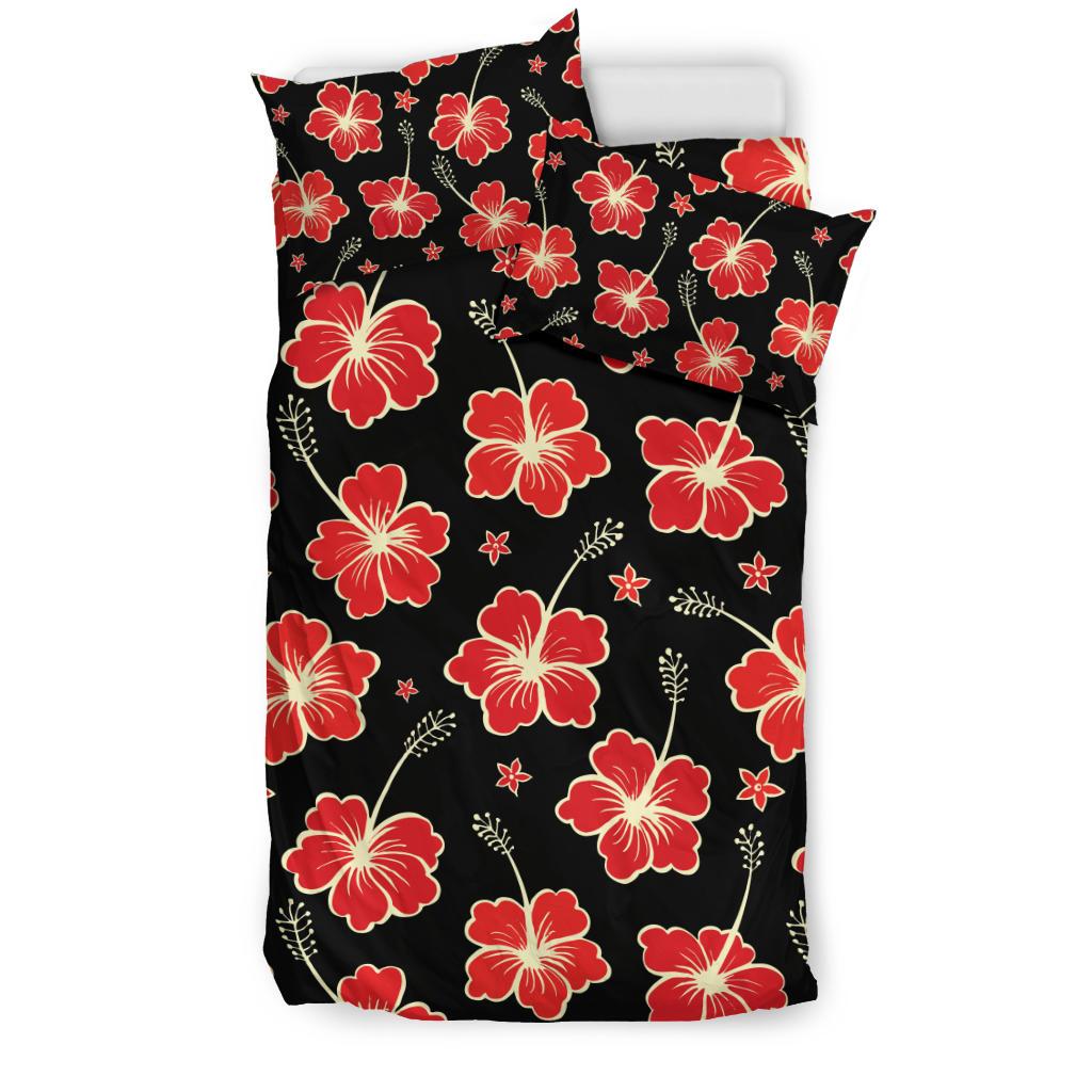 Red Hibiscus Pattern Print Design HB021 Duvet Cover Bedding Set-JORJUNE.COM