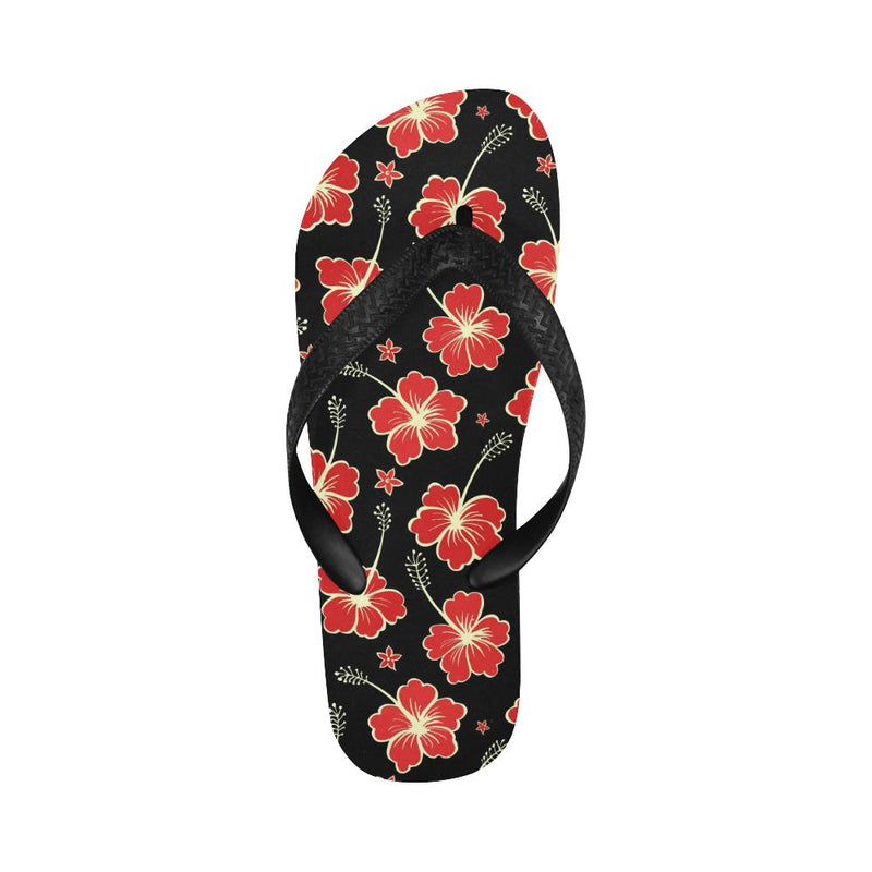 Red Hibiscus Pattern Print Design HB021 Flip Flops-JorJune