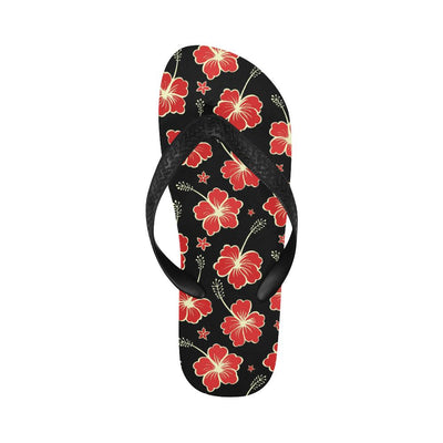 Red Hibiscus Pattern Print Design HB021 Flip Flops-JorJune