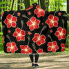 Red Hibiscus Pattern Print Design HB021 Hooded Blanket-JORJUNE.COM