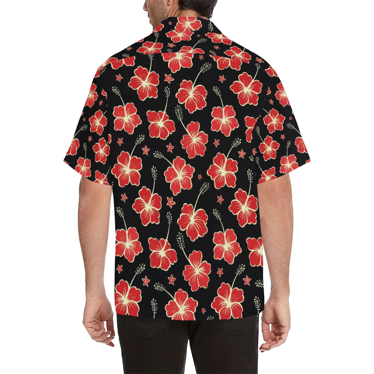 Red Hibiscus Pattern Print Design HB021 Men Hawaiian Shirt-JorJune