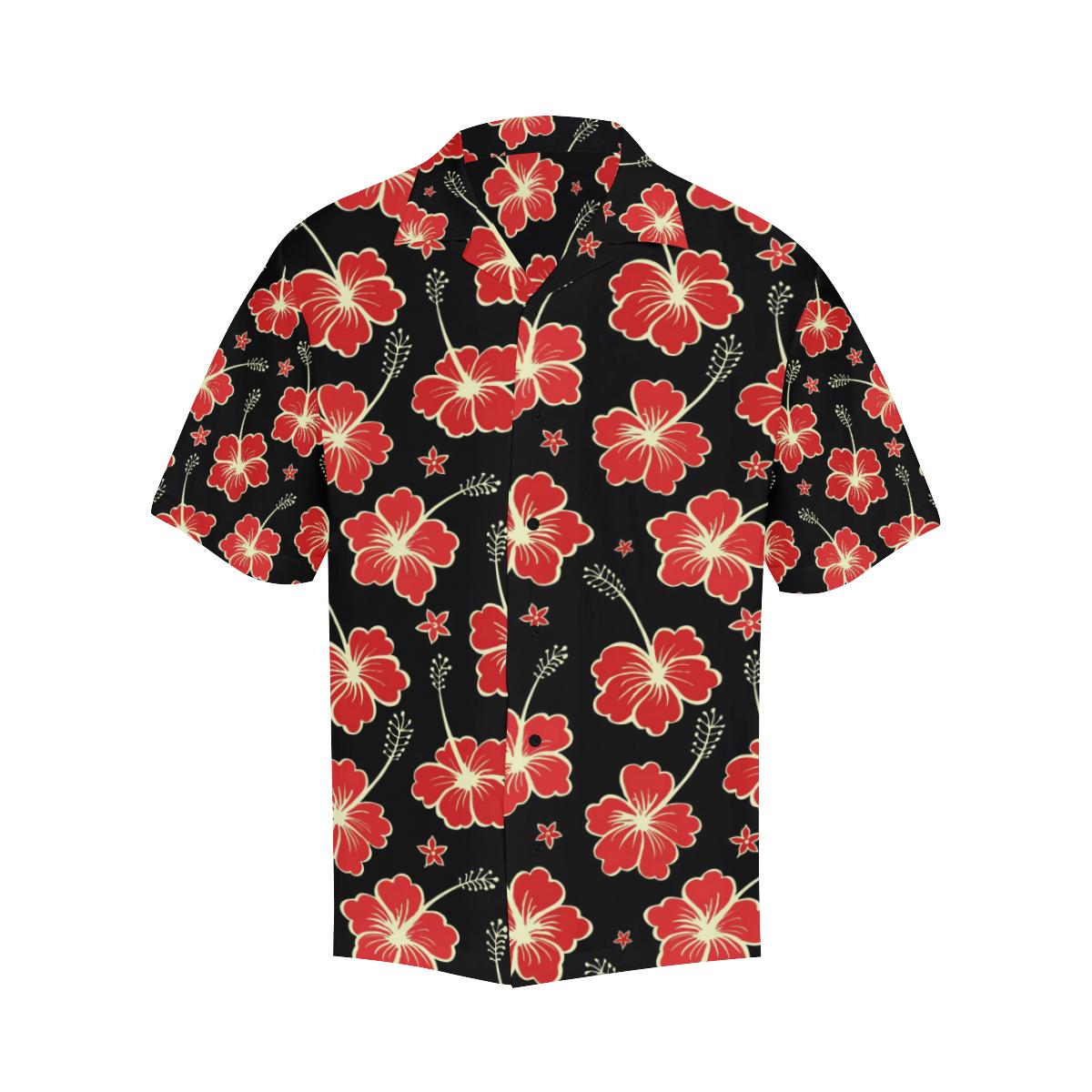 Red Hibiscus Pattern Print Design HB021 Men Hawaiian Shirt-JorJune