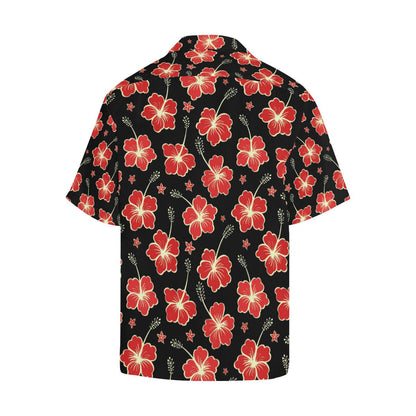 Red Hibiscus Pattern Print Design HB021 Men Hawaiian Shirt-JorJune