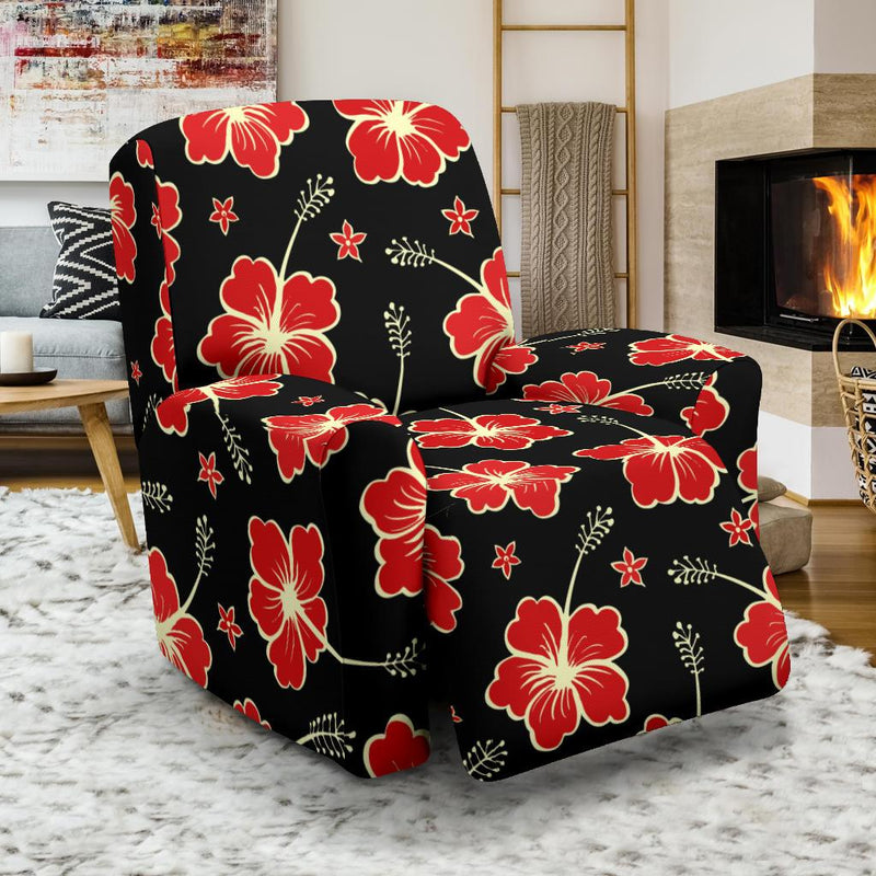 Red Hibiscus Pattern Print Design HB021 Recliner Slipcover-JORJUNE.COM