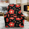 Red Hibiscus Pattern Print Design HB021 Recliner Slipcover-JORJUNE.COM