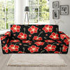 Red Hibiscus Pattern Print Design HB021 Sofa Slipcover-JORJUNE.COM