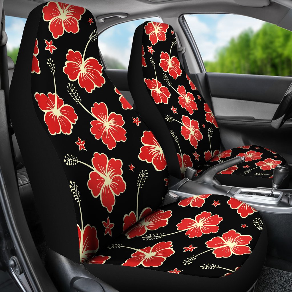 Red Hibiscus Pattern Print Design HB021 Universal Fit Car Seat Covers-JorJune
