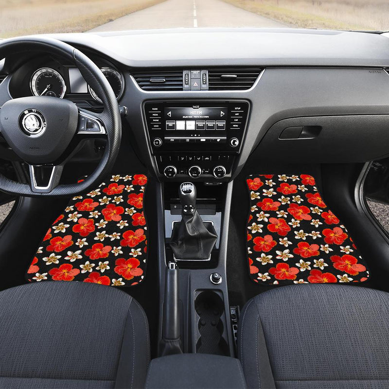 Red Hibiscus Pattern Print Design HB022 Car Floor Mats-JORJUNE.COM