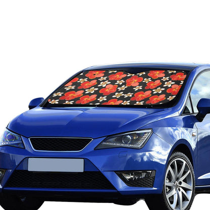 Red Hibiscus Pattern Print Design HB022 Car Sun Shade-JorJune