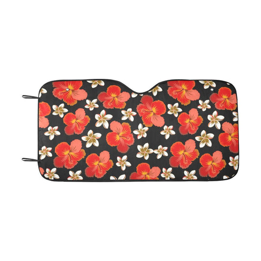 Red Hibiscus Pattern Print Design HB022 Car Sun Shade-JorJune