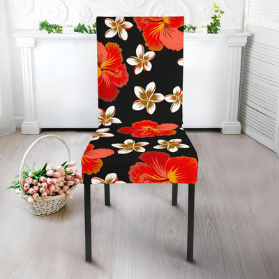 Red Hibiscus Pattern Print Design HB022 Dining Chair Slipcover-JORJUNE.COM