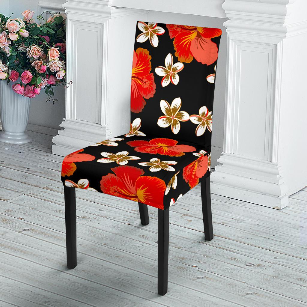 Red Hibiscus Pattern Print Design HB022 Dining Chair Slipcover-JORJUNE.COM