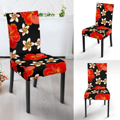 Red Hibiscus Pattern Print Design HB022 Dining Chair Slipcover-JORJUNE.COM