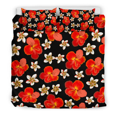 Red Hibiscus Pattern Print Design HB022 Duvet Cover Bedding Set-JORJUNE.COM