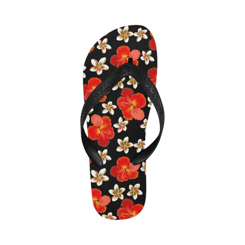 Red Hibiscus Pattern Print Design HB022 Flip Flops-JorJune