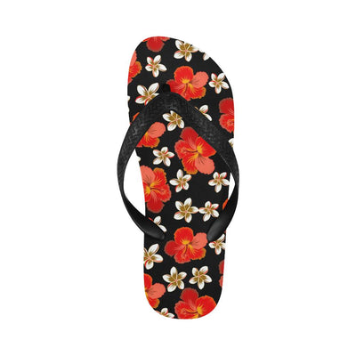 Red Hibiscus Pattern Print Design HB022 Flip Flops-JorJune