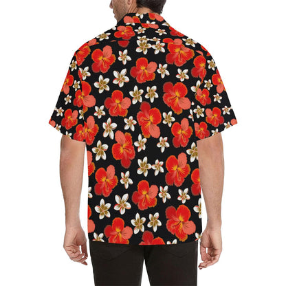 Red Hibiscus Pattern Print Design HB022 Men Hawaiian Shirt-JorJune