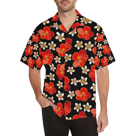 Red Hibiscus Pattern Print Design HB022 Men Hawaiian Shirt-JorJune