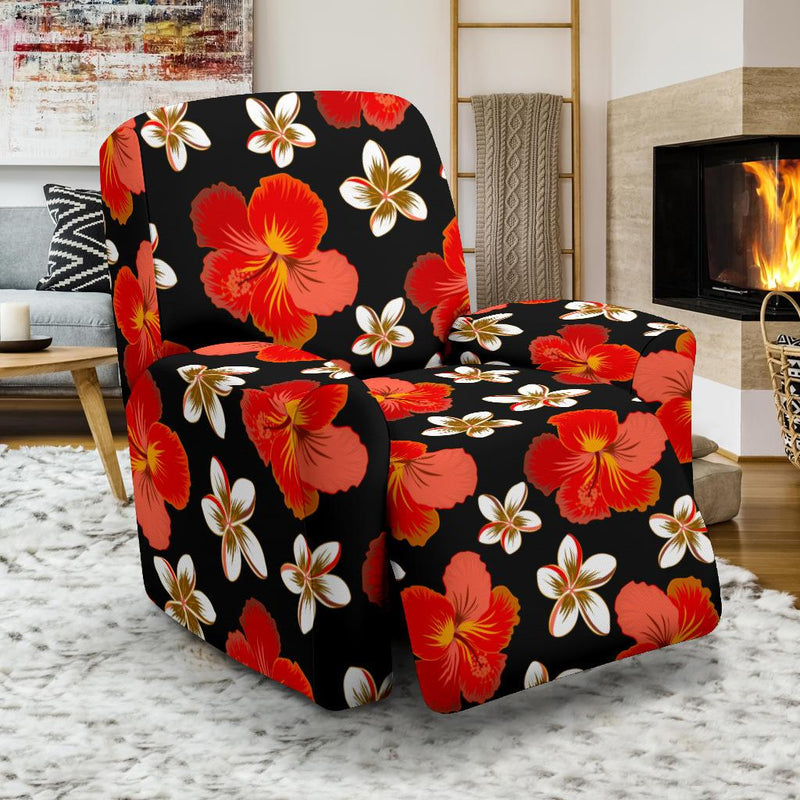 Red Hibiscus Pattern Print Design HB022 Recliner Slipcover-JORJUNE.COM