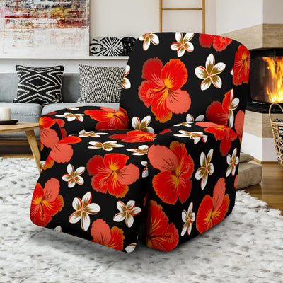 Red Hibiscus Pattern Print Design HB022 Recliner Slipcover-JORJUNE.COM