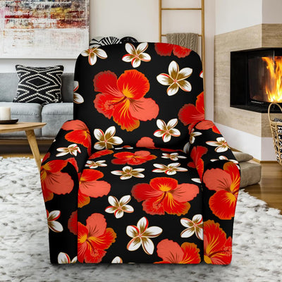 Red Hibiscus Pattern Print Design HB022 Recliner Slipcover-JORJUNE.COM