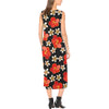 Red Hibiscus Pattern Print Design HB022 Sleeveless Open Fork Long Dress