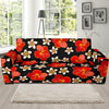 Red Hibiscus Pattern Print Design HB022 Sofa Slipcover-JORJUNE.COM