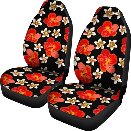 Red Hibiscus Pattern Print Design HB022 Universal Fit Car Seat Covers-JorJune
