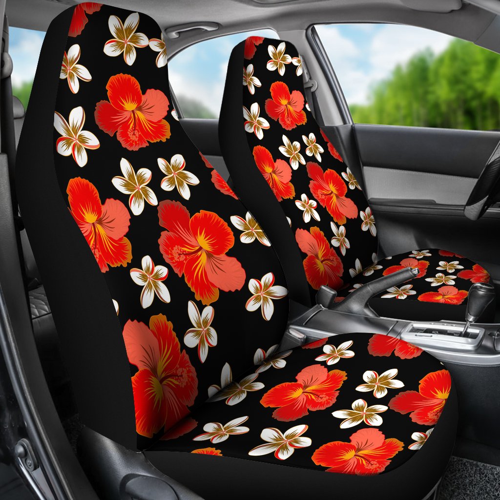 Red Hibiscus Pattern Print Design HB022 Universal Fit Car Seat Covers-JorJune