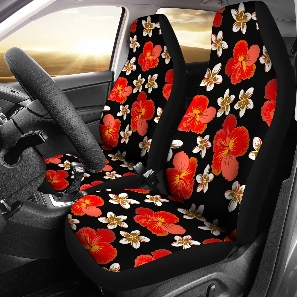 Red Hibiscus Pattern Print Design HB022 Universal Fit Car Seat Covers-JorJune
