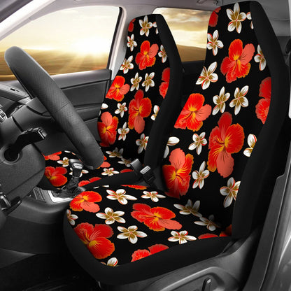 Red Hibiscus Pattern Print Design HB022 Universal Fit Car Seat Covers-JorJune