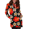 Red Hibiscus Pattern Print Design HB022 Women Hoodie Dress