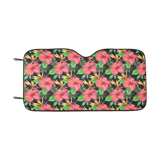 Red Hibiscus Pattern Print Design HB07 Car Sun Shade-JorJune
