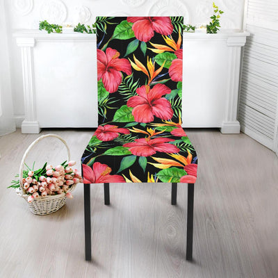 Red Hibiscus Pattern Print Design HB07 Dining Chair Slipcover-JORJUNE.COM