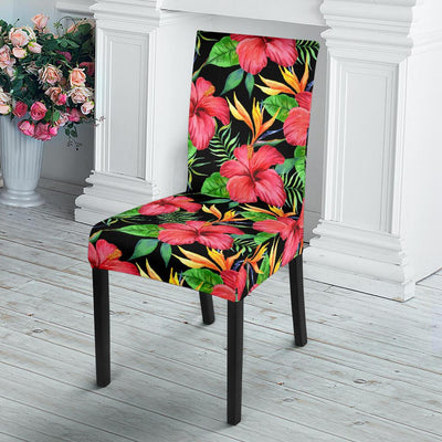 Red Hibiscus Pattern Print Design HB07 Dining Chair Slipcover-JORJUNE.COM