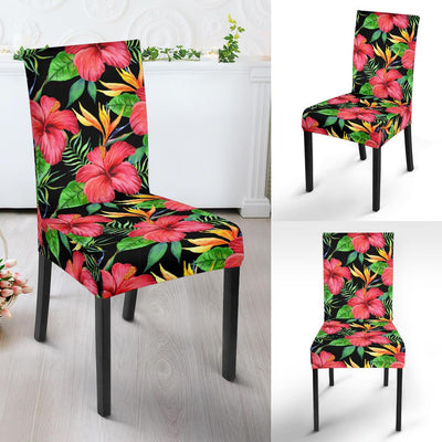 Red Hibiscus Pattern Print Design HB07 Dining Chair Slipcover-JORJUNE.COM