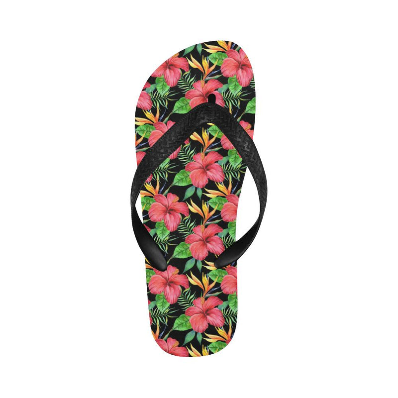 Red Hibiscus Pattern Print Design HB07 Flip Flops-JorJune