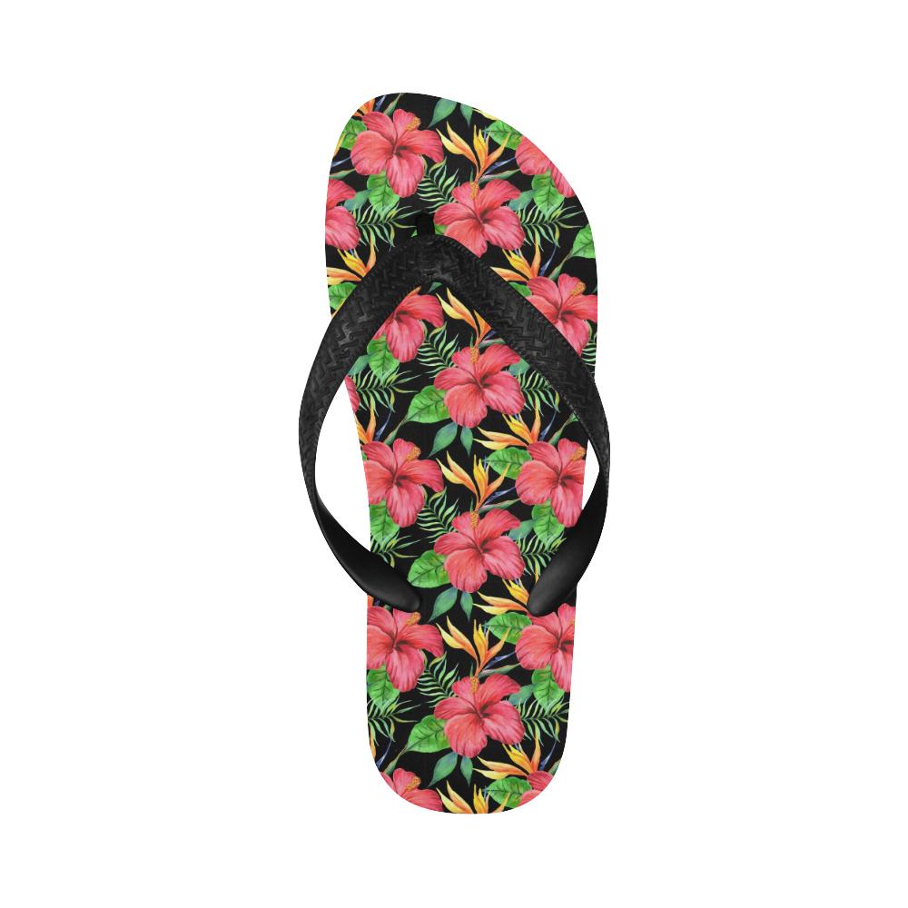 Red Hibiscus Pattern Print Design HB07 Flip Flops-JorJune