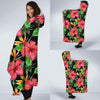 Red Hibiscus Pattern Print Design HB07 Hooded Blanket-JORJUNE.COM