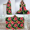 Red Hibiscus Pattern Print Design HB07 Hooded Blanket-JORJUNE.COM