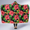 Red Hibiscus Pattern Print Design HB07 Hooded Blanket-JORJUNE.COM