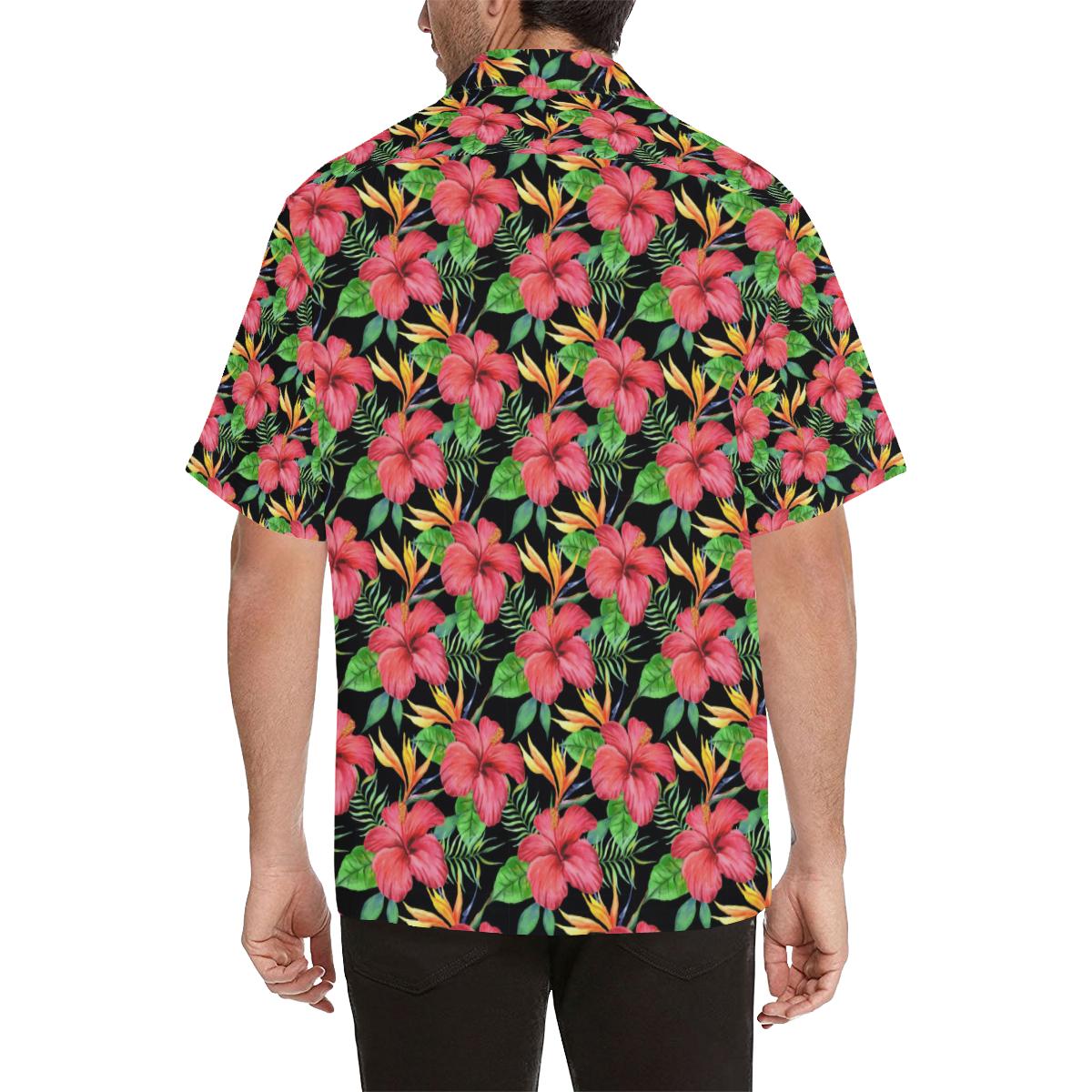 Red Hibiscus Pattern Print Design HB07 Men Hawaiian Shirt-JorJune