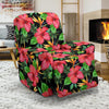 Red Hibiscus Pattern Print Design HB07 Recliner Slipcover-JORJUNE.COM