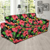 Red Hibiscus Pattern Print Design HB07 Sofa Slipcover-JORJUNE.COM