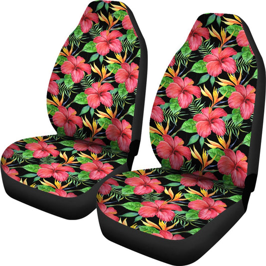 Red Hibiscus Pattern Print Design HB07 Universal Fit Car Seat Covers-JorJune
