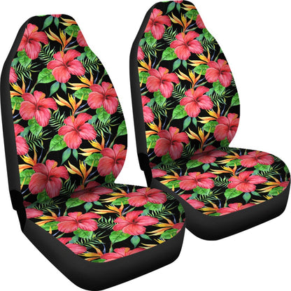 Red Hibiscus Pattern Print Design HB07 Universal Fit Car Seat Covers-JorJune